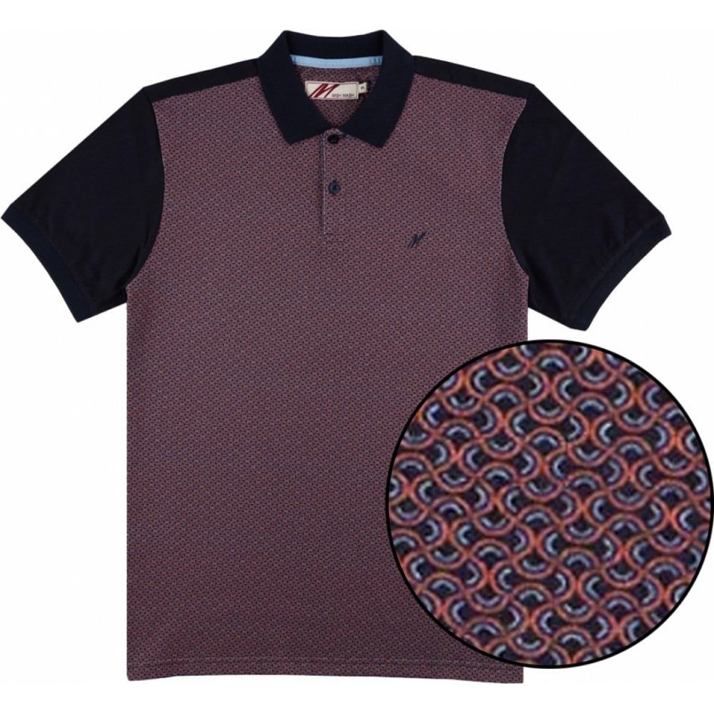 Mish Mash Mens Big Size Smart Jersey Short Sleeve Geometric Print Front Panel Polo