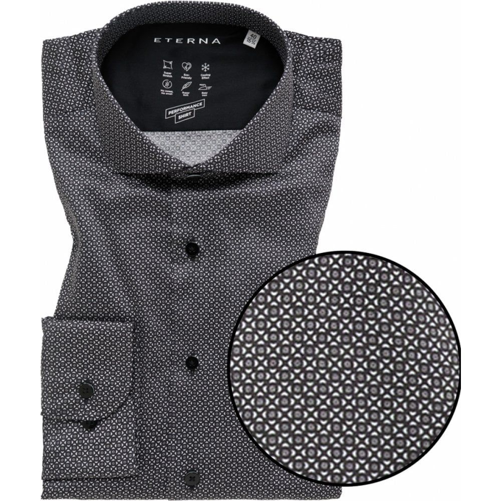 Eterna Mens Big Size Stretch Micro Pattern Long Sleeve Formal Shirt