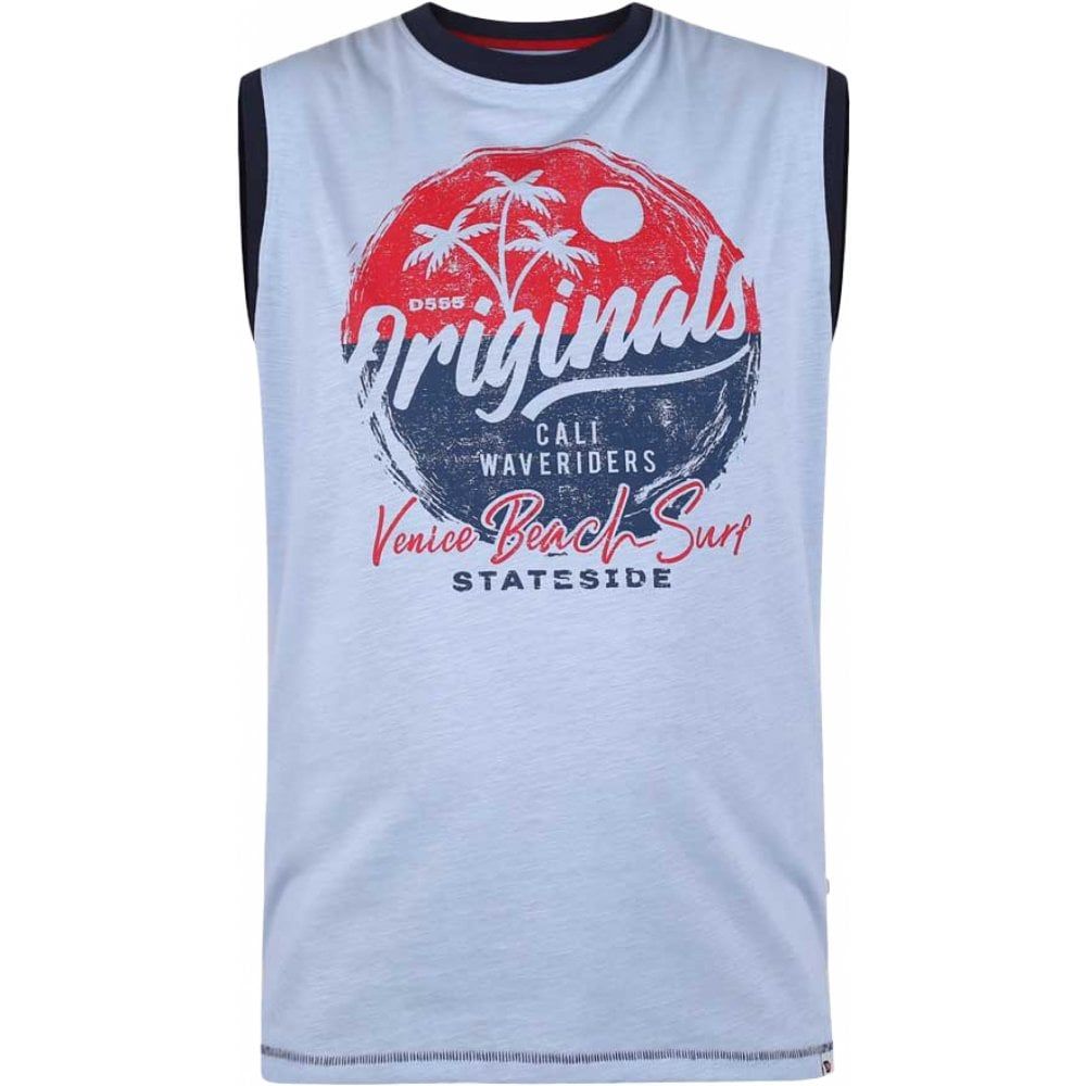 Duke Mens Big Size - Maidstone - Originals Print Cotton Crew Neck Muscle Sleeveless T Shirt