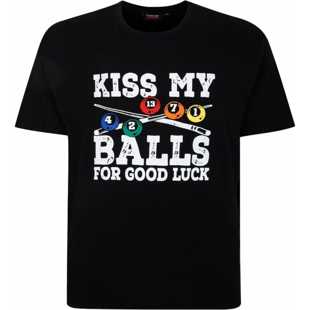 Espionage Mens Big Size Kiss My Balls Print Crew Neck T Shirt
