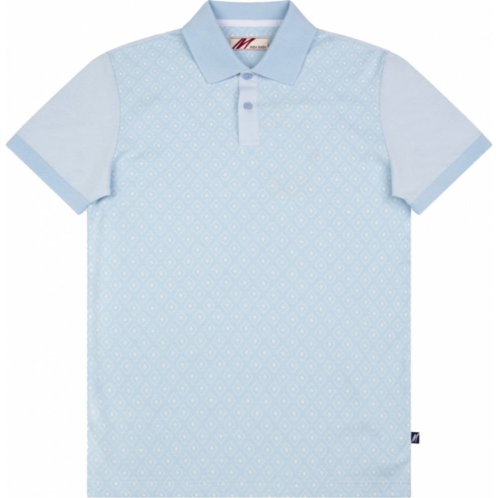 Mish Mash Mens Big Size Fine Knit Diamond Pattern Short Sleeve Polo With Contrast Back Sleeve And Collar