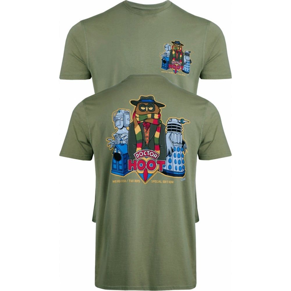 Weird Fish Mens Big Size Doctor Hoot Print Cotton Crew Neck T Shirt