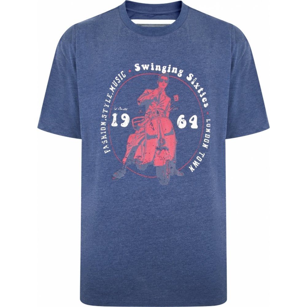 Ed Baxter Mens Big Size Swinging Sixties Print Cotton Crew Neck T Shirt