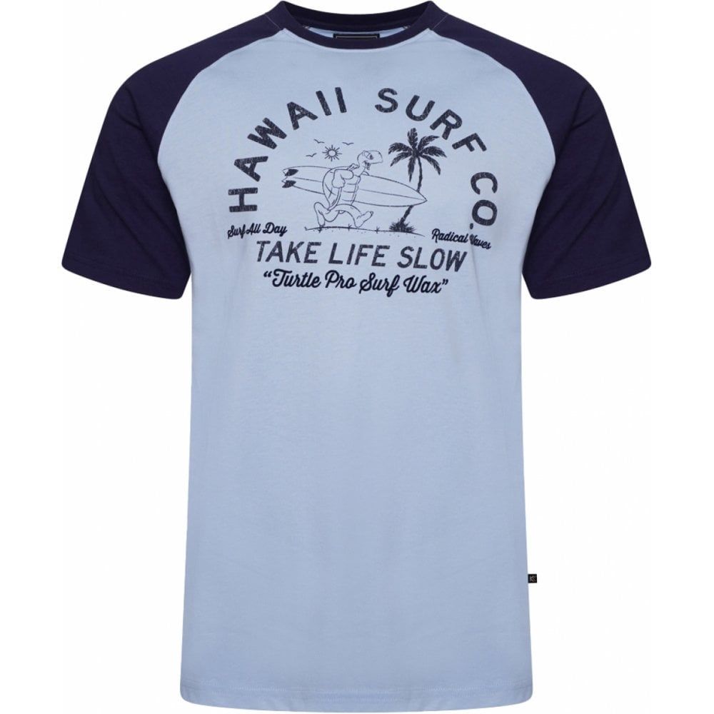 Kam Mens Big Size Crew Neck Hawaii Surf Print Raglan Sleeve TShirt
