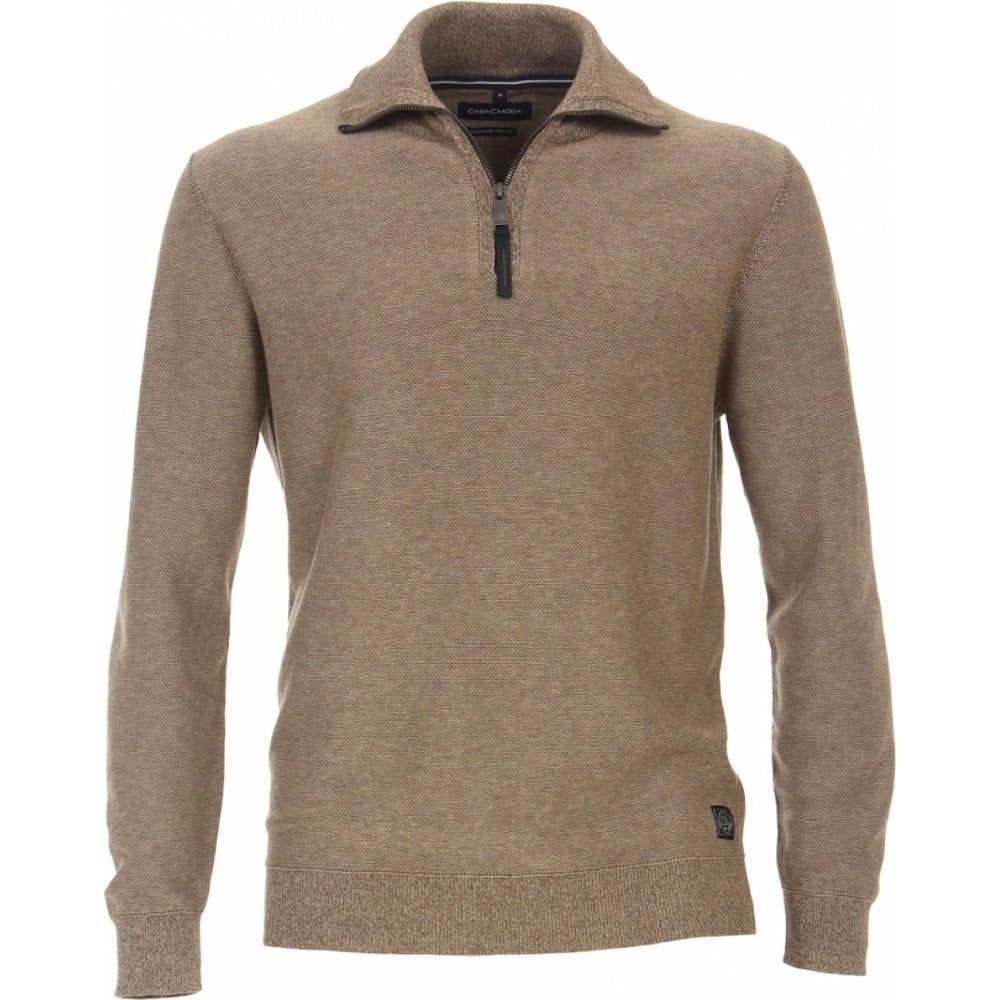 Casa Moda Mens Big Size Knitted Quarter Zip Cotton Cashmere Sweater