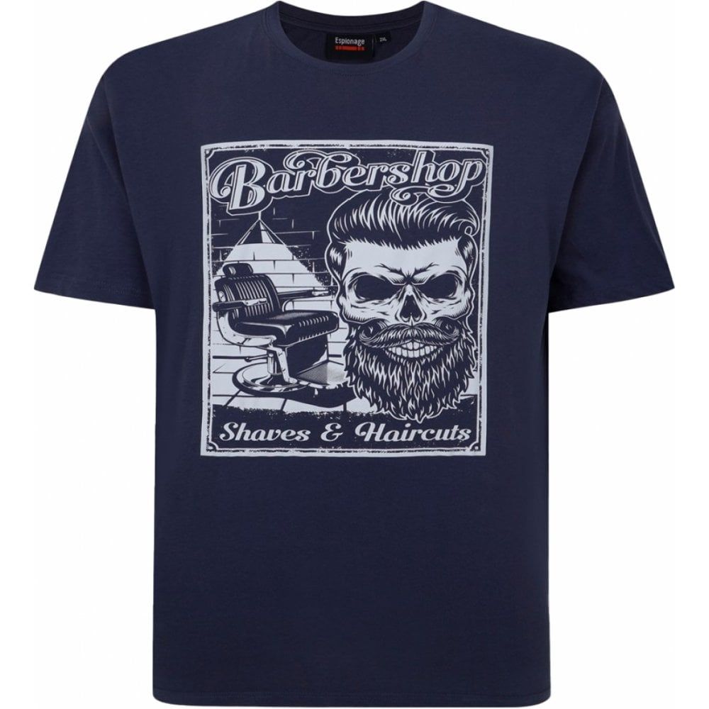 Espionage Mens Big Size Barbershop Print T Shirt