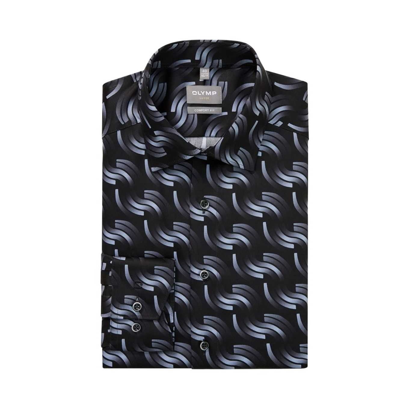 Olymp Mens Big Size Fashion Curve Print Shirt