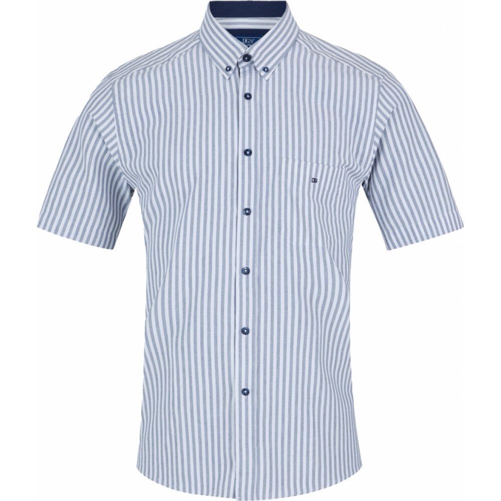 Douglas And Grahame Mens Big Size Bengal Stripe Cotton Button Down Collar Casual Short Sleeve Shirt