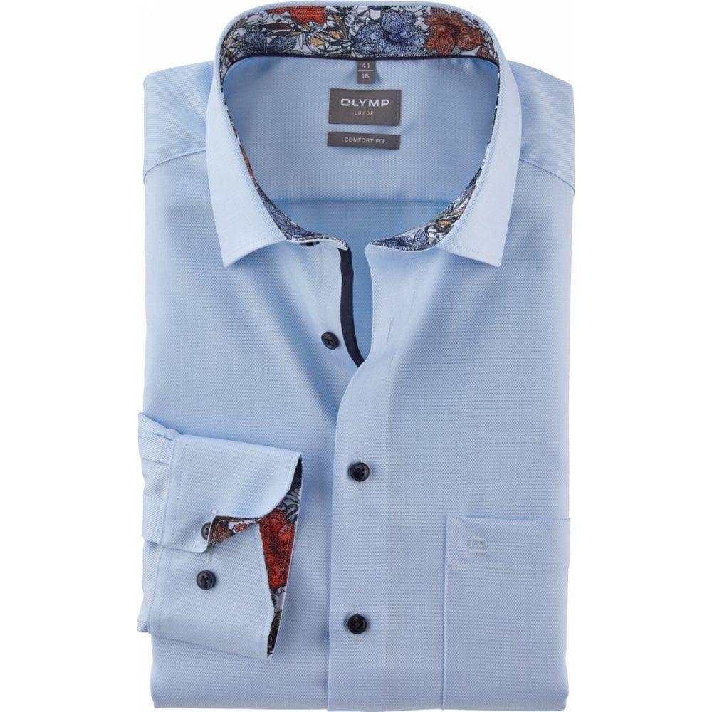 Olymp Mens Big Size Micro Diamond Pattern Comfort Fit Formal Long Sleeve Shirt