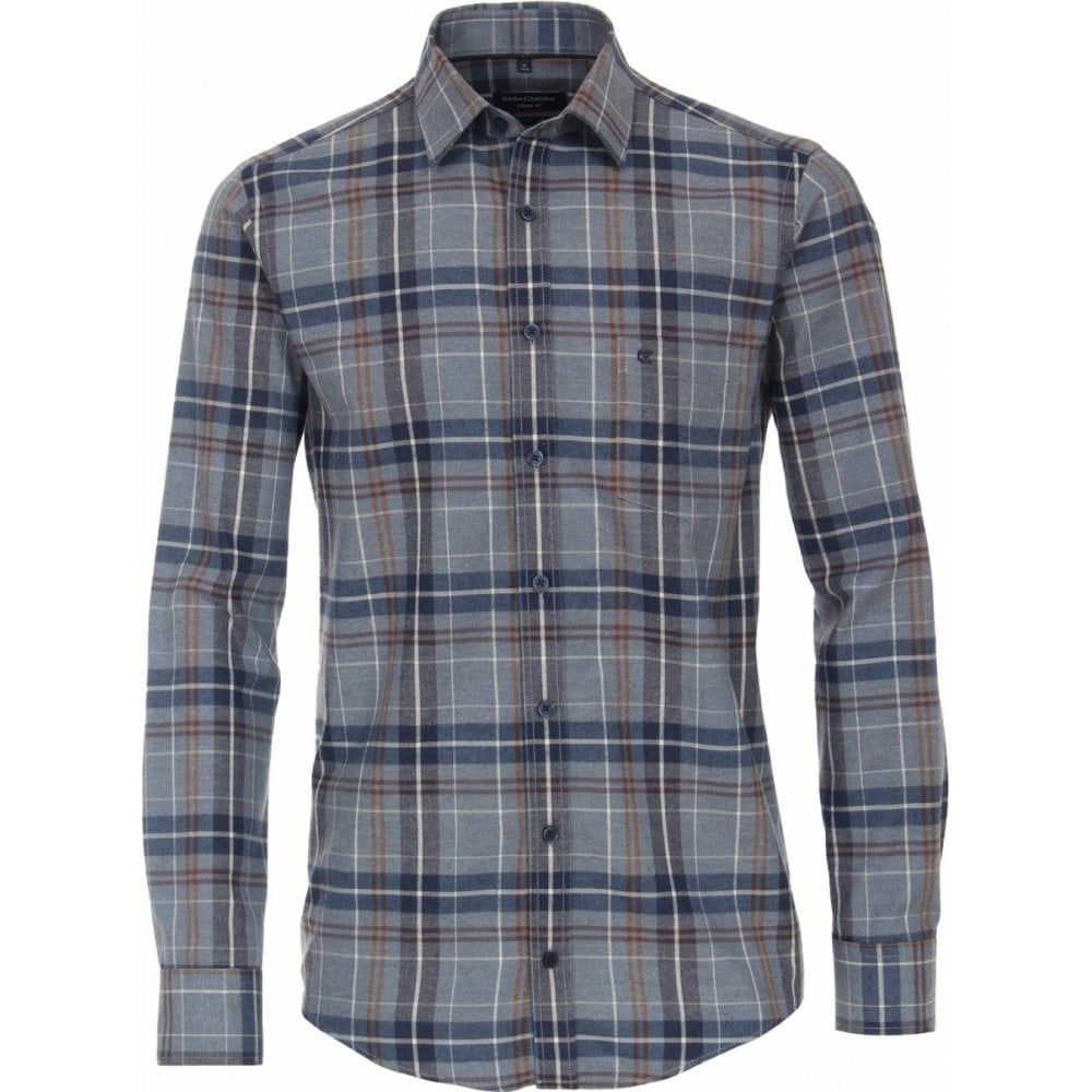 Casa Moda Mens Big Size Cashmere Feel Cotton Comfort Fit Casual Check Long Sleeve Shirt