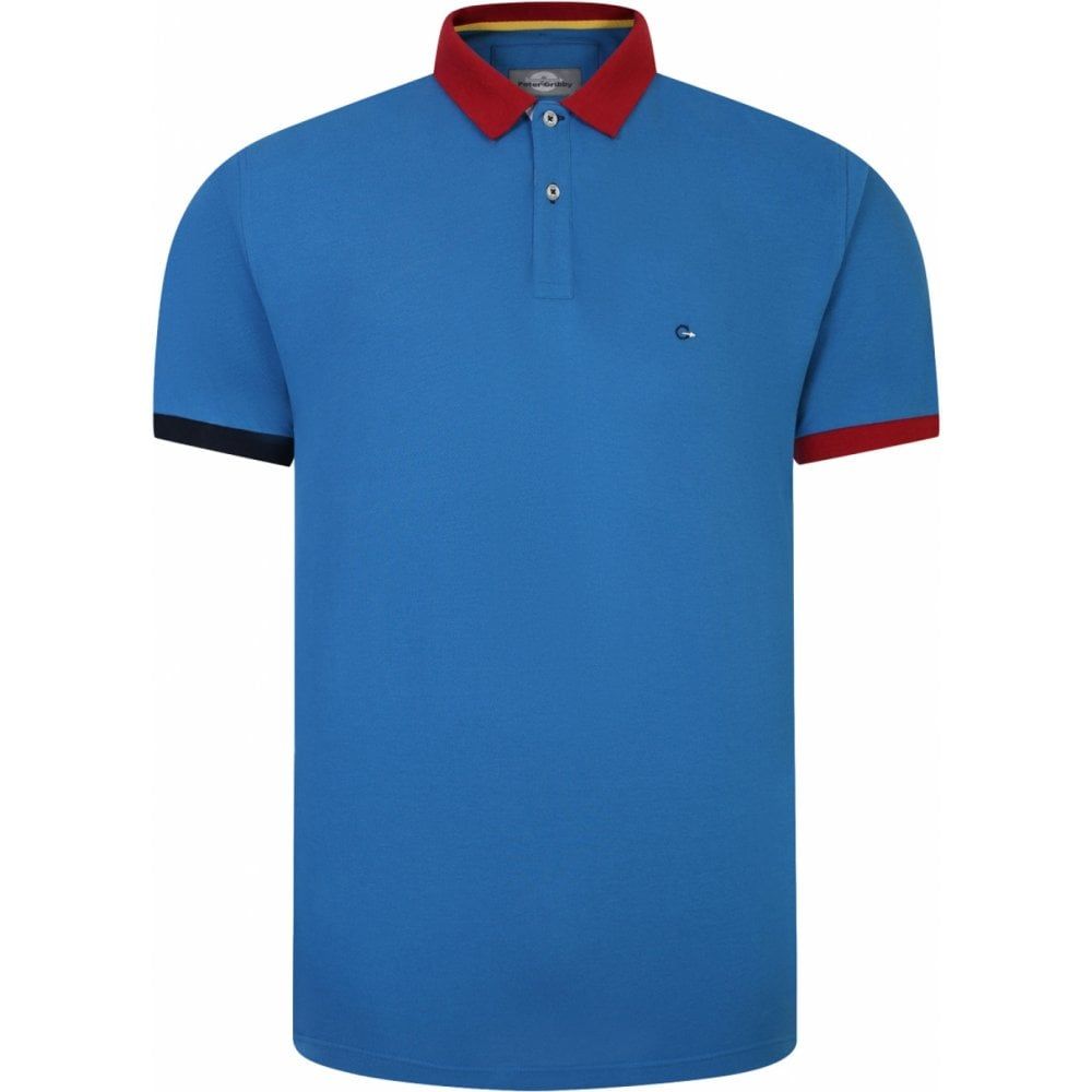 Peter Gribby Mens Big Size Cotton Pique Polo With Contrast Collar And Cuff