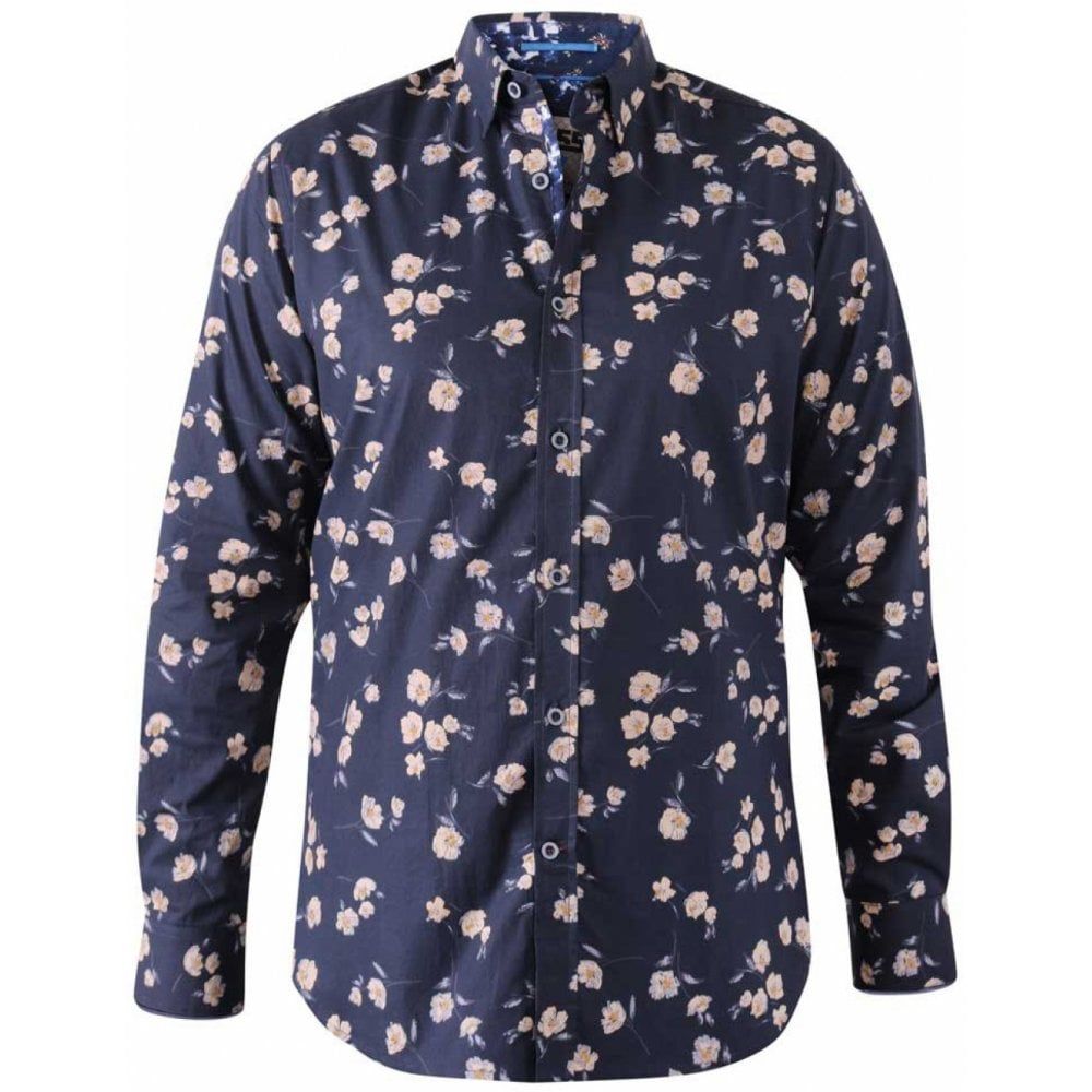 Duke Mens Big Size Rooksey Flower Print Cotton Casual Long Sleeve Shirt