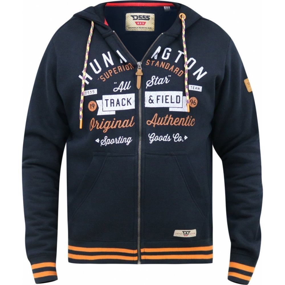 Duke Mens Big Size Flanders Sport Logo Print Cotton Full Zip Hoodie