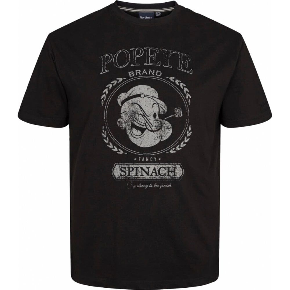 North 56 Mens Big Size Popeye Print Cotton Crew Neck T Shirt