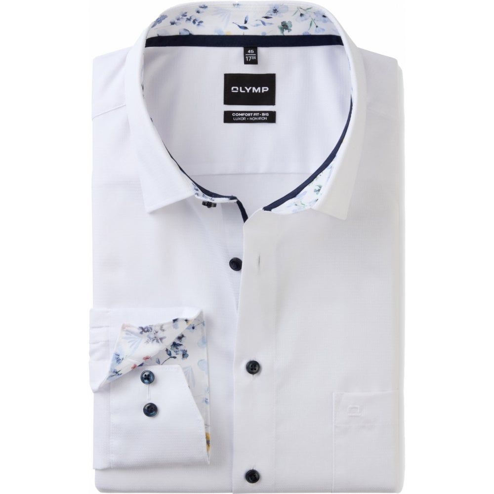 Olymp Mens Big Size Plain Formal Long Sleeve Shirt