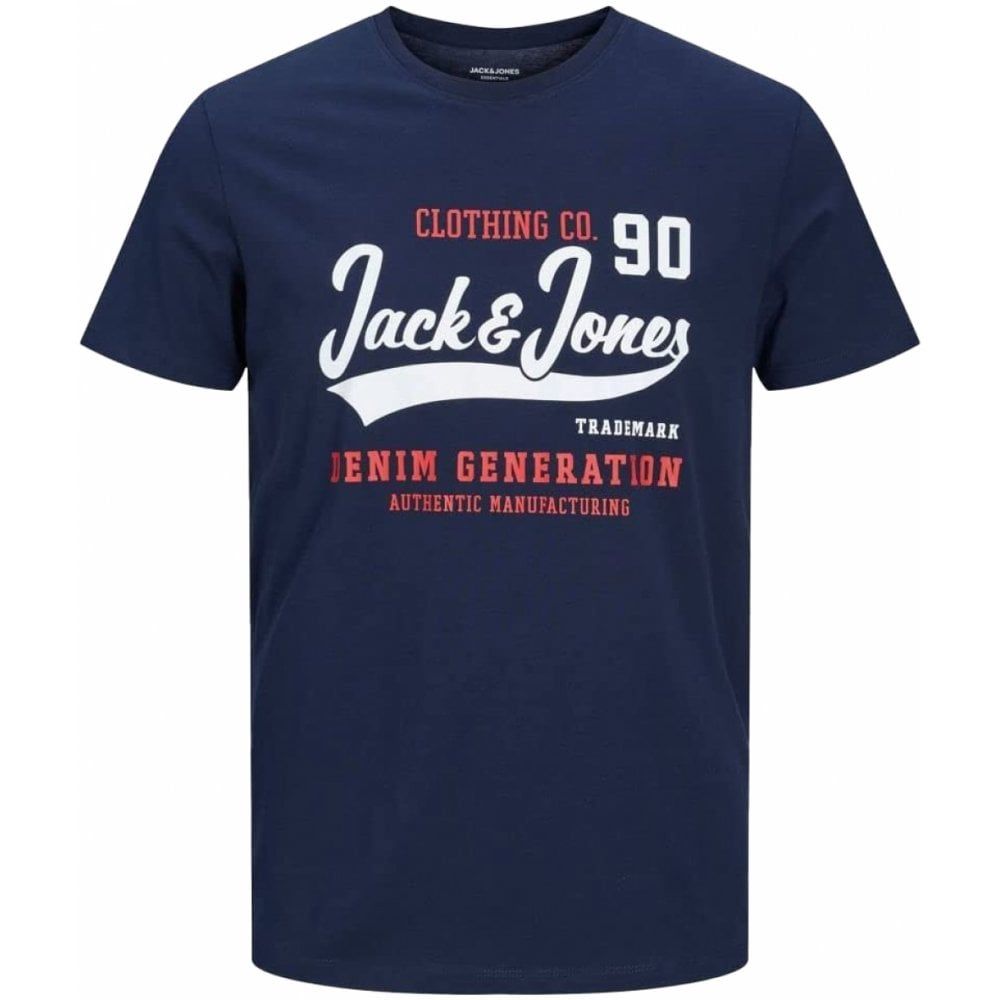 Jack Jones Mens Big Size Superior Logo Print Cotton Crew Neck T Shirt